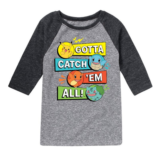Boys' - Pokémon - Kanto Starters Raglan Graphic T-Shirt
