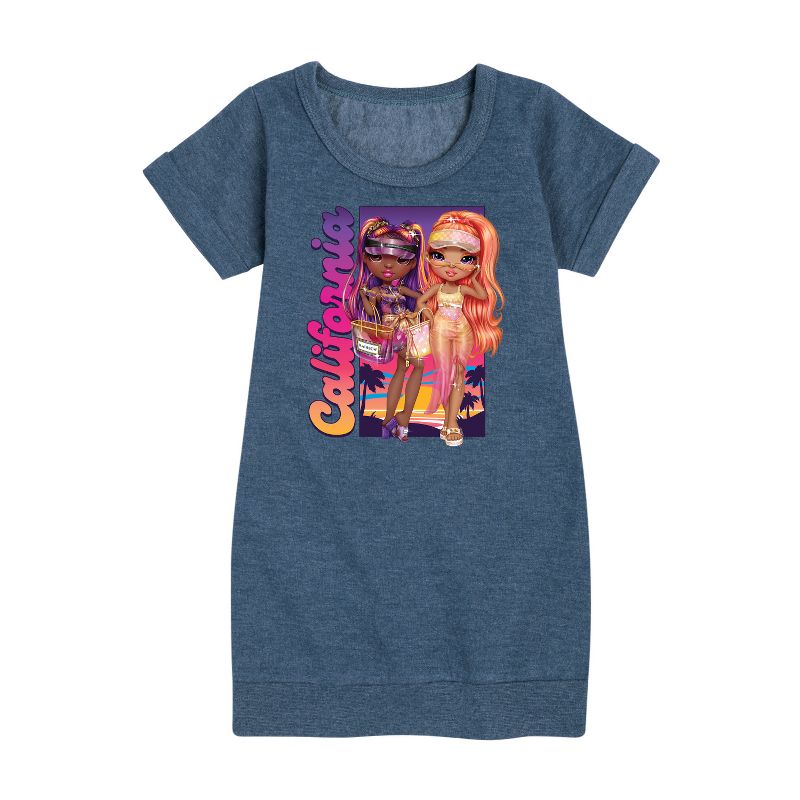 فستان كاليفورنيا الجرافيكي بأكمام قصيرة من الصوف - Rainbow High للبنات