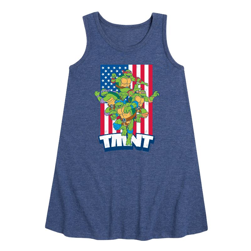 Girls' - Teenage Mutant Ninja Turtles - USA Turtles Graphic Sleeveless Aline Dress