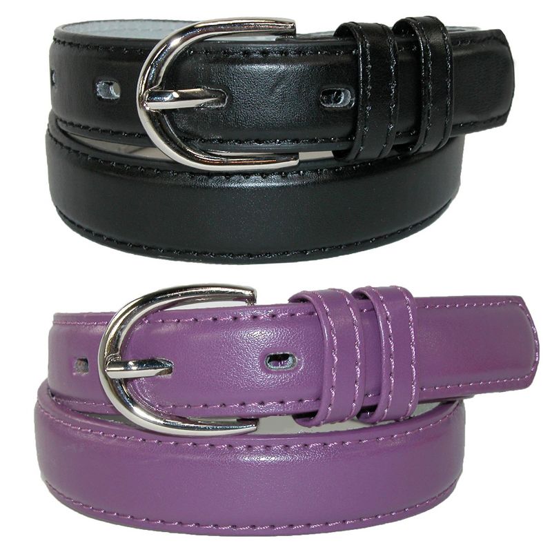 CTM Kid's Basic Leather Dress Belt (Pack of 2 Colors)