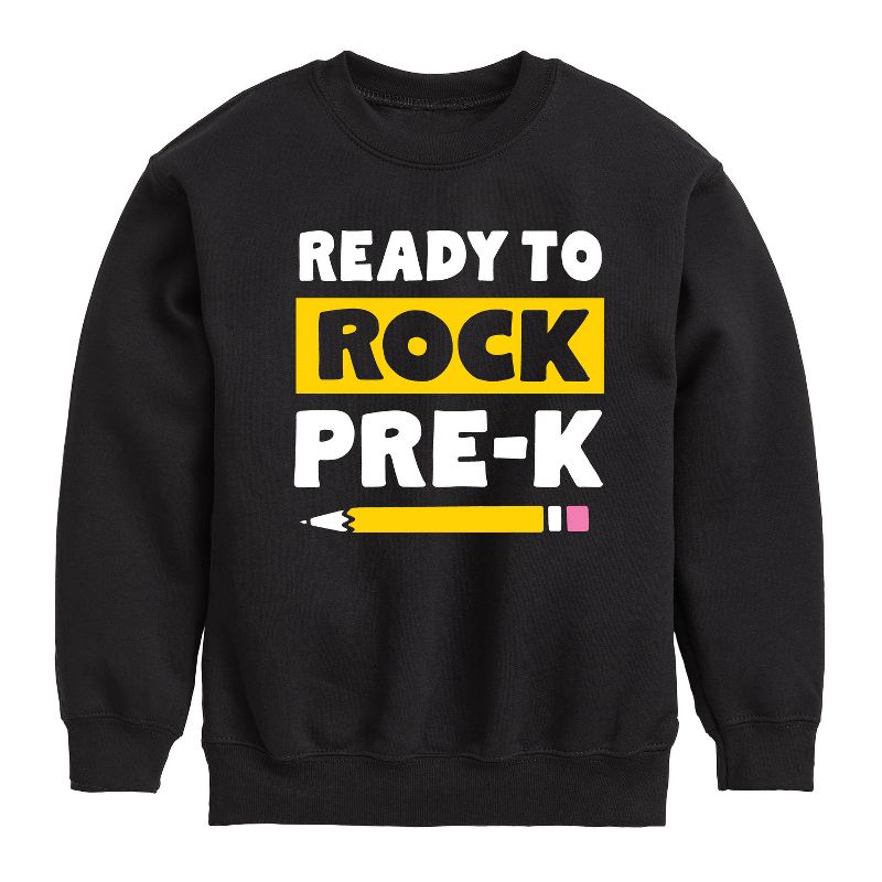 Boys' - Instant Message - Ready To Rock Pre-K Graphic Long Sleeve Fleece Sweatshirt