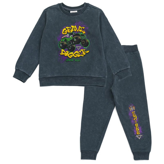 طقم ملابس للأطفال الصغار من Monster Jam Grave Digger Fleece Sweatshirt وJogger Pants