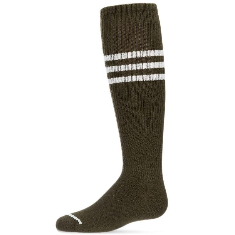 Memoi Thin Ribbed Sport Stripe Cotton Blend Knee High Socks