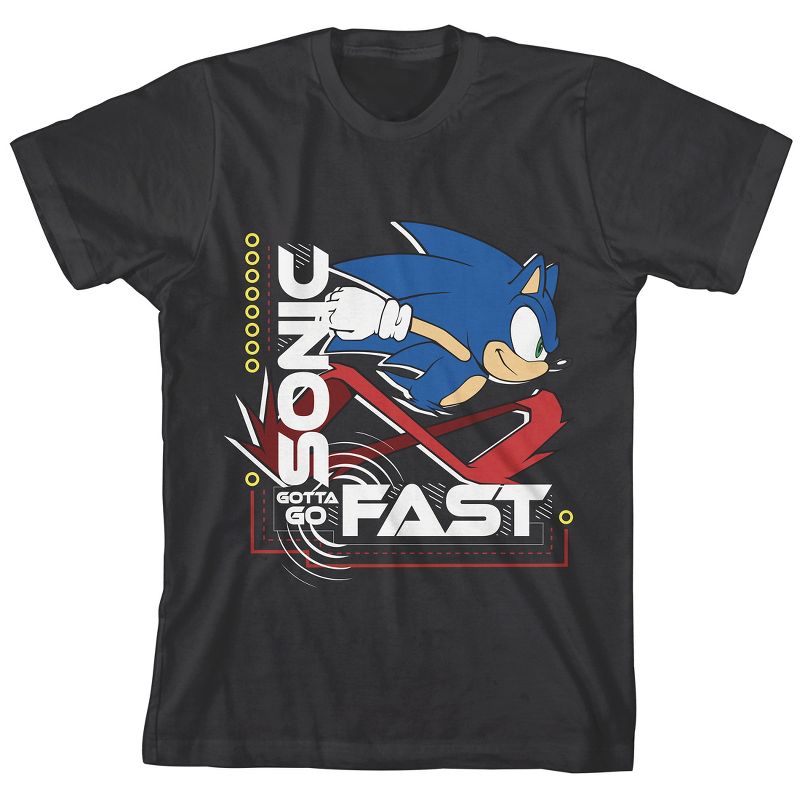 Sonic The Hedgehog Modern Boys Black Crew Neck Short Sleeve T-shirt