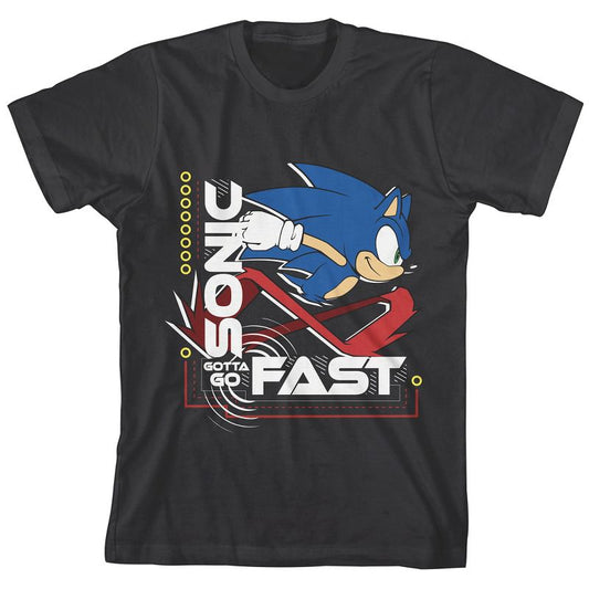Sonic The Hedgehog Modern Boys Black Crew Neck Short Sleeve T-shirt