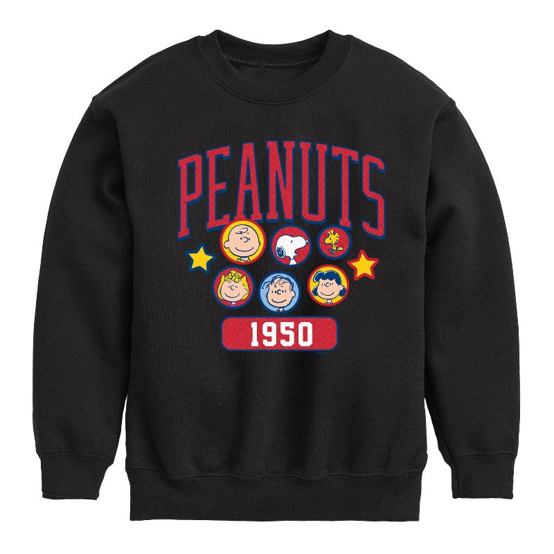 Boys' - Peanuts - Peanuts Crew Athletic Graphic Long Sleeve Fleece Sweatshirt