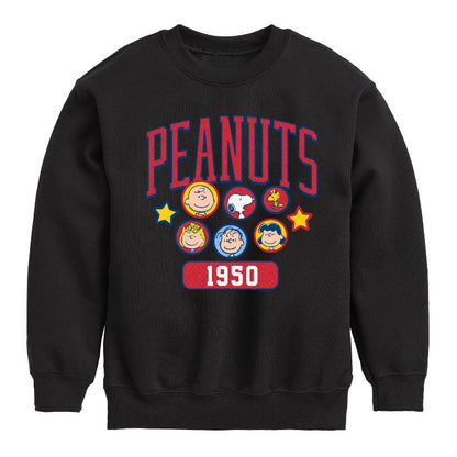 Boys' - Peanuts - Peanuts Crew Athletic Graphic Long Sleeve Fleece Sweatshirt