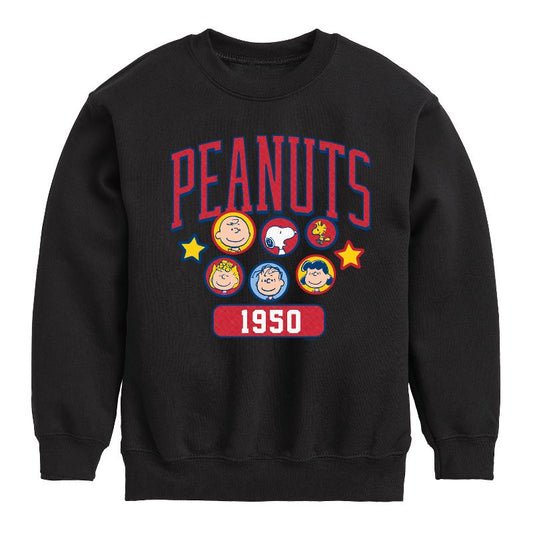 Boys' - Peanuts - Peanuts Crew Athletic Graphic Long Sleeve Fleece Sweatshirt
