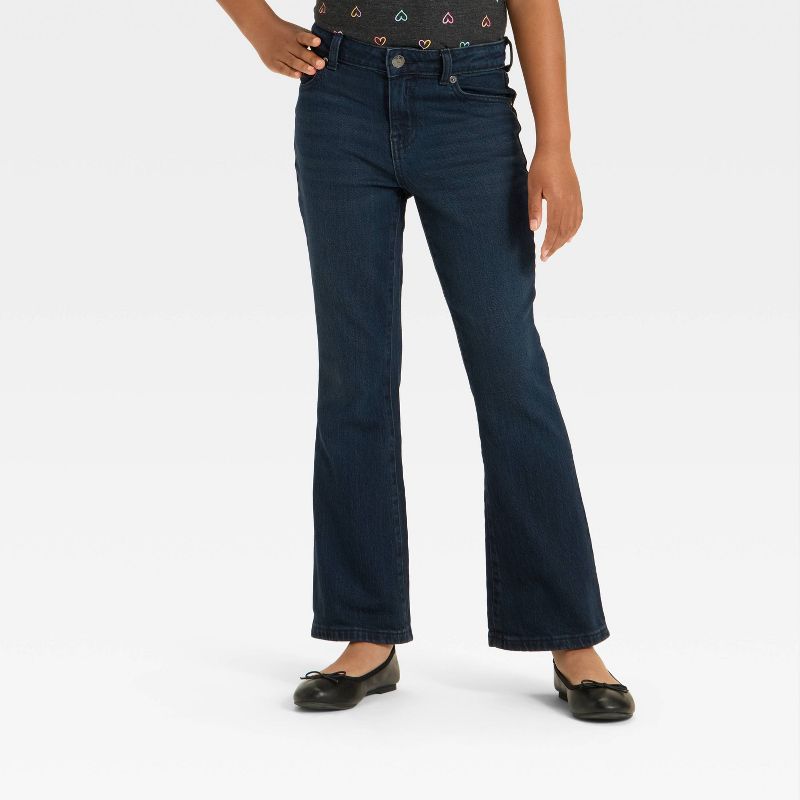 Girls' High-Rise Flare Jeans - Cat & Jack™ Dark Wash