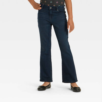 Girls' High-Rise Flare Jeans - Cat & Jack™ Dark Wash