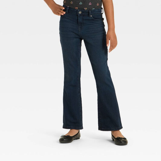 Girls' High-Rise Flare Jeans - Cat & Jack™ Dark Wash