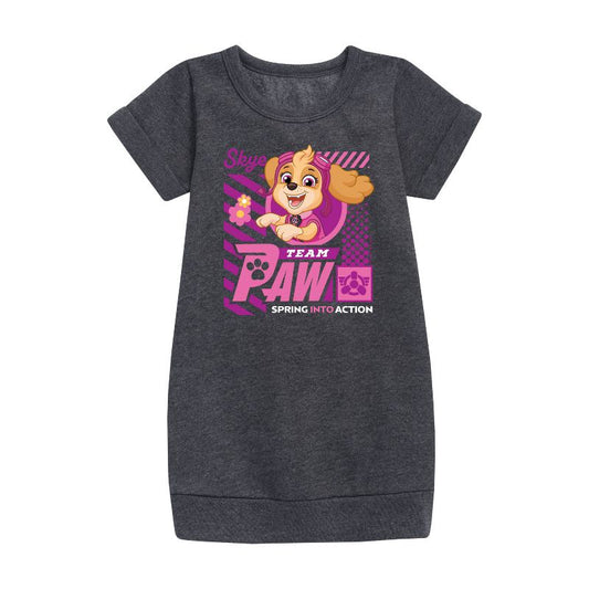Girls' - Paw Patrol - Team Paw Skye Graphic Short Sleeve Fleece Dress