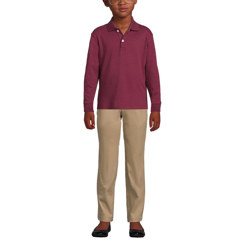 Lands' End School Uniform Kids Long Sleeve Interlock Polo Shirt