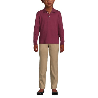 Lands' End School Uniform Kids Long Sleeve Interlock Polo Shirt