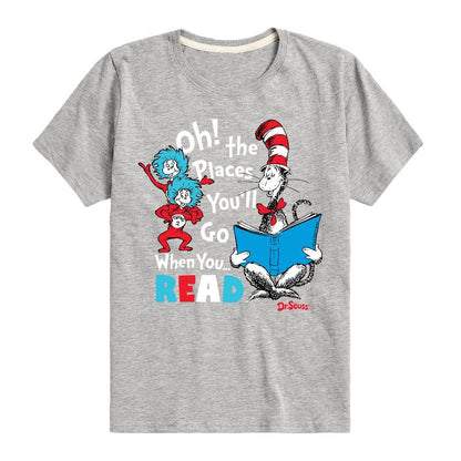 تي شيرت جرافيكي بأكمام قصيرة للأولاد - دكتور سوس - أماكن ستزورها عندما تقرأ