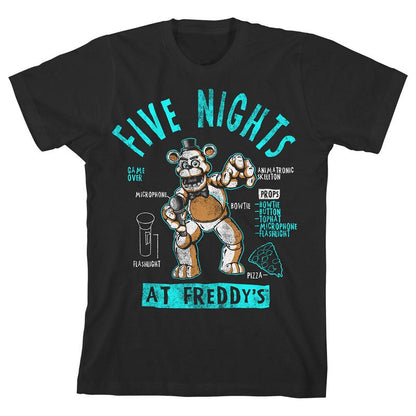 تي شيرت أسود للأولاد من Five Nights at Freddy's - ورقة شخصية Freddy