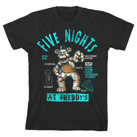 تي شيرت أسود للأولاد من Five Nights at Freddy's - ورقة شخصية Freddy