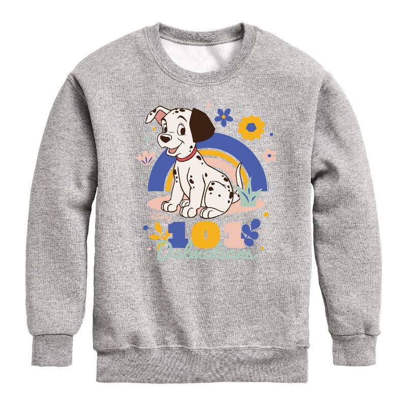 Boys' - 101 Dalmatians - Spring Flowers Graphic Long Sleeve Fleece Sweatshirt