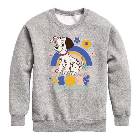 Boys' - 101 Dalmatians - Spring Flowers Graphic Long Sleeve Fleece Sweatshirt