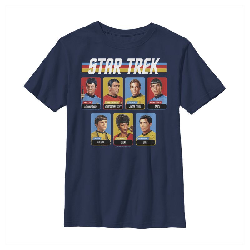 Boy's Star Trek Rainbow Enterprise Crew Playing Cards T-Shirt
