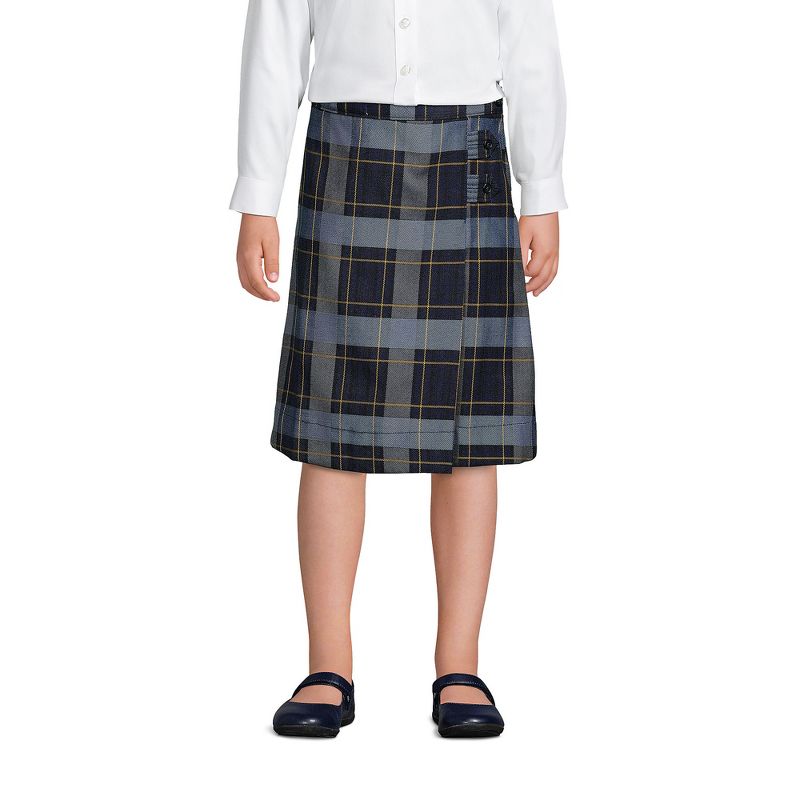 Lands' End School Uniform Kids Plaid A-line Skirt Below the Knee