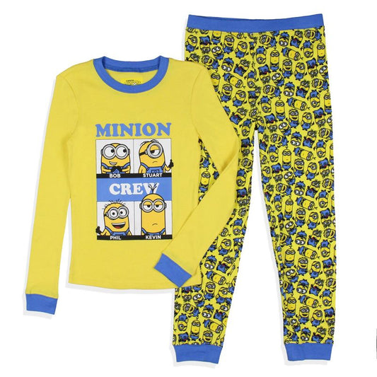 Despicable Me Boys' Minions Crew Bob Stuart Phil Kevin Sleep Pajama Set Yellow
