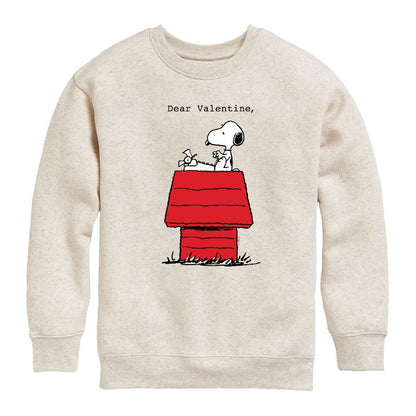 Boys' - Peanuts - Dear Valentine Snoopy Graphic Long Sleeve Fleece Sweatshirt