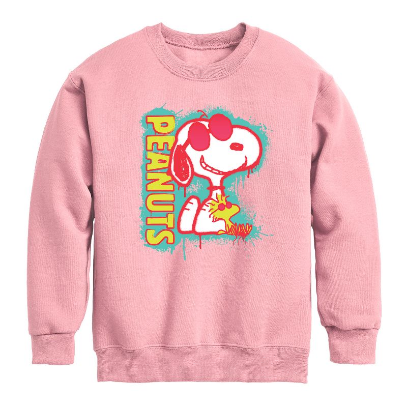 Boys' - Peanuts - Peanuts Snoopy Woodstock Graphic Long Sleeve Fleece Sweatshirt