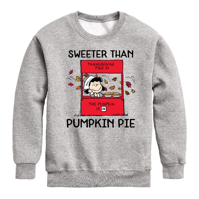 Boys' - Peanuts - Sweeter Than Pumpkin Pie Graphic Long Sleeve Fleece Sweatshirt