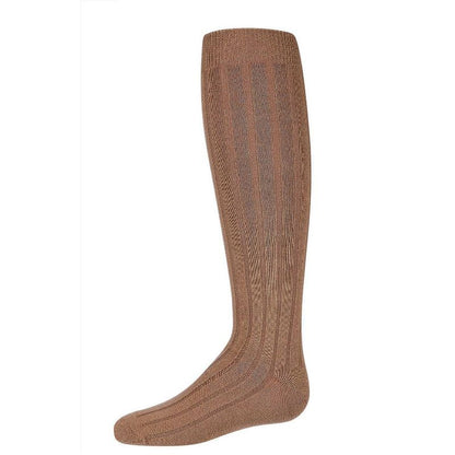 Memoi Girls Wide Ribbed Cotton Blend Uniform Knee Socks