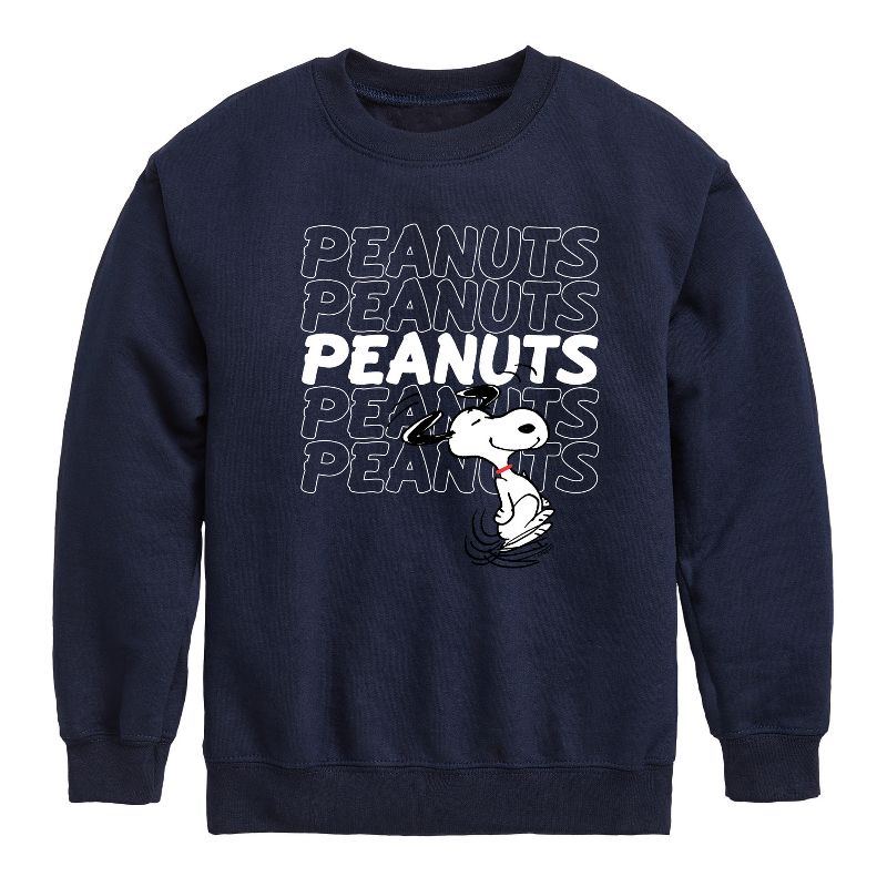 Boys' - Peanuts - Snoopy Repeat Graphic Long Sleeve Fleece Sweatshirt