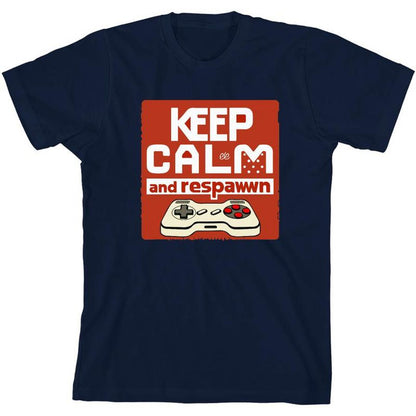 تي شيرت Keep Calm and Respawn Controller للشباب برقبة دائرية وأكمام قصيرة