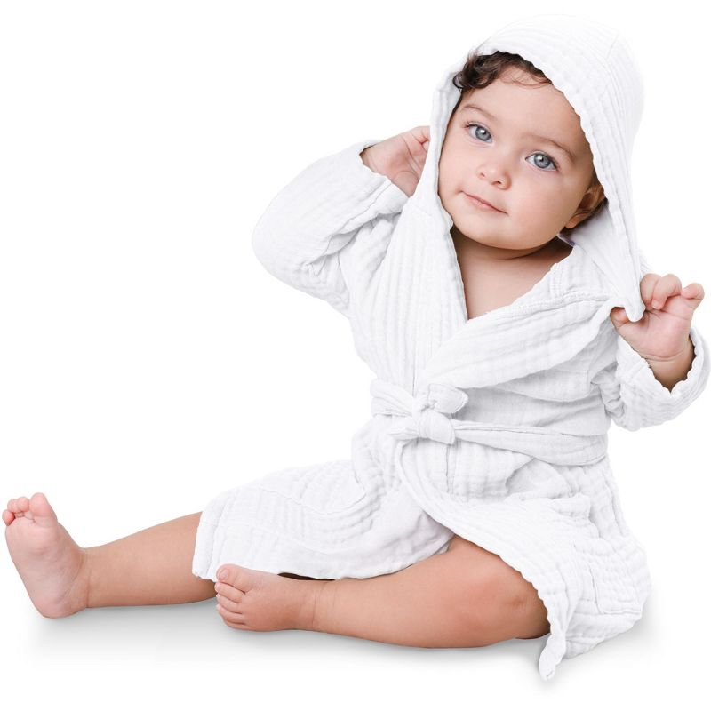 Muslin Bath Robe for Kids 100% Cotton, 4-Layer Absorbent Muslin Fabric By Comfy Cubs