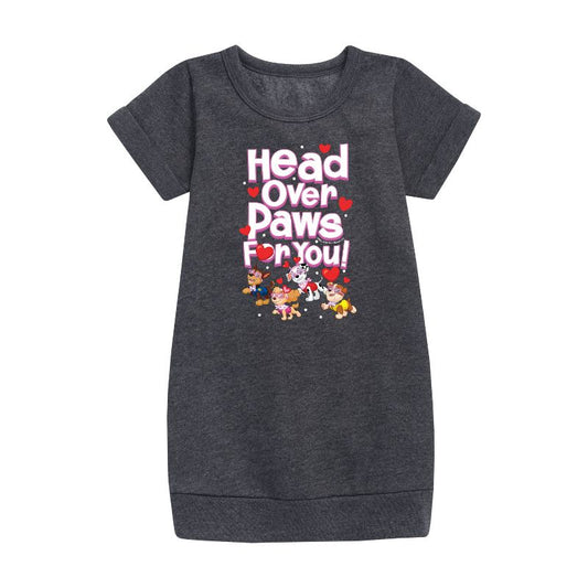Girls' - Paw Patrol - Head Over Paws For You Graphic Short Sleeve Fleece Dress