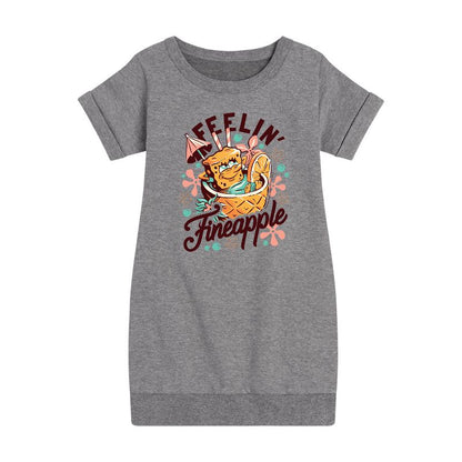 فستان فيلين فاينابل الجرافيكي بأكمام قصيرة من الصوف للبنات - سبونج بوب سكوير بانتس