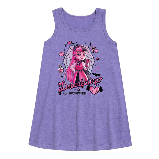 Girls' - Monster High - Draculara Graphic Sleeveless Aline Dress