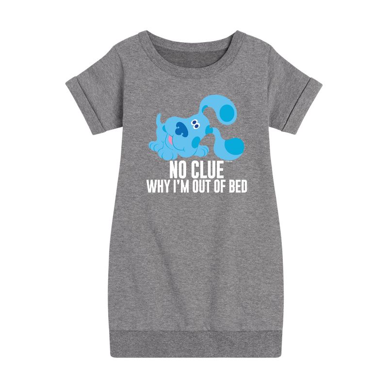 Girls' - Blue's Clues & You! - No Clue Why I'm Out Of Bed Graphic Short Sleeve Fleece Dress
