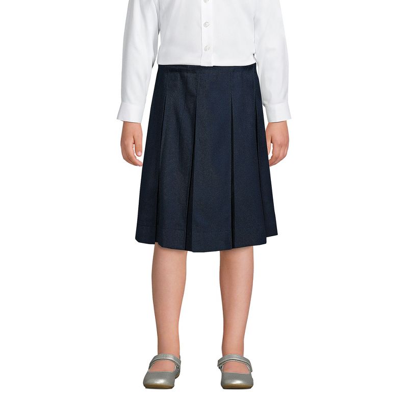 Lands' End School Uniform Kids Solid Box Pleat Skirt Below the Knee