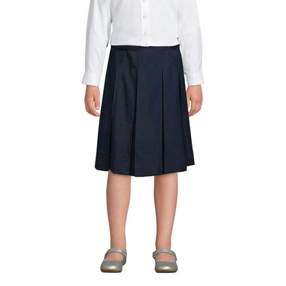 Lands' End School Uniform Kids Solid Box Pleat Skirt Below the Knee
