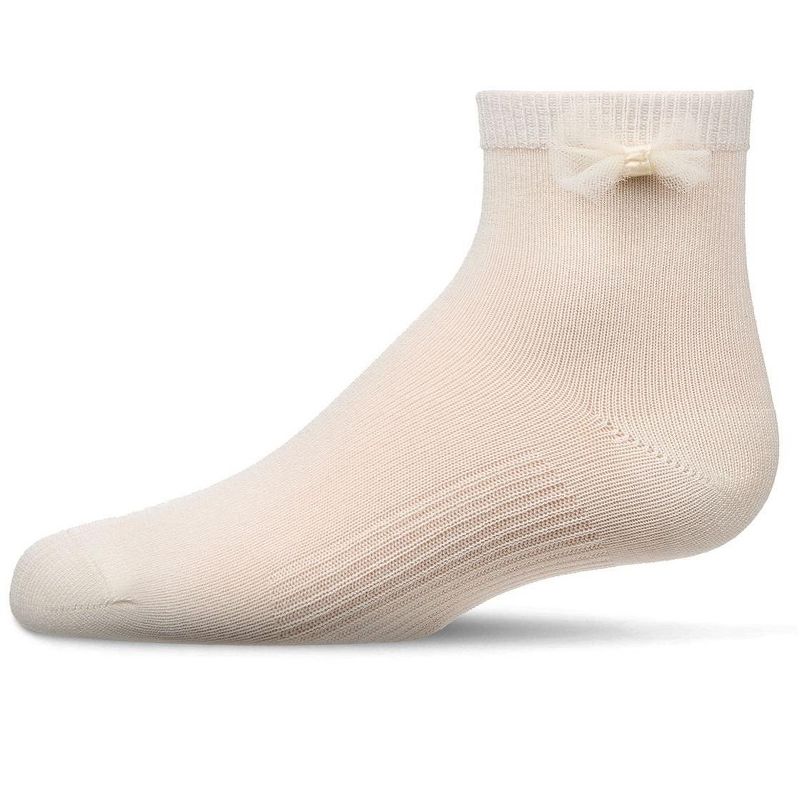 Memoi Girls Bow-Trimmed Mercerized Cotton Rich Ankle Sock