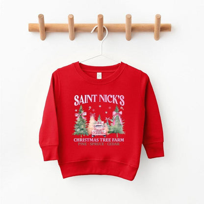 The Juniper Shop Coquette St. Nick's Tree Farm Youth Ultra-Soft Graphic Sweatshirt
