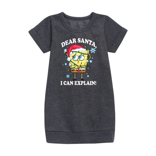 Girls' - SpongeBob SquarePants - Dear Santa Graphic Short Sleeve Fleece Dress
