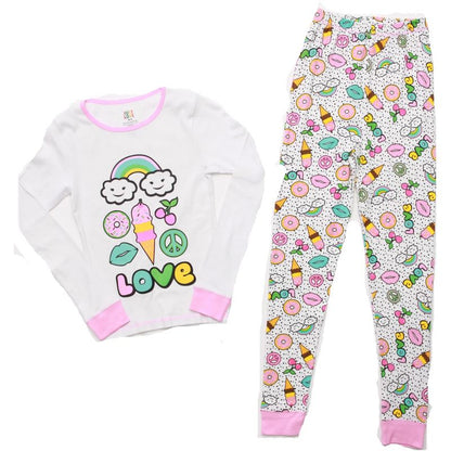 Just Love Girls Printed Pajama Sets - Snug Fitting Cotton PJ Tops & Bottoms for Girls
