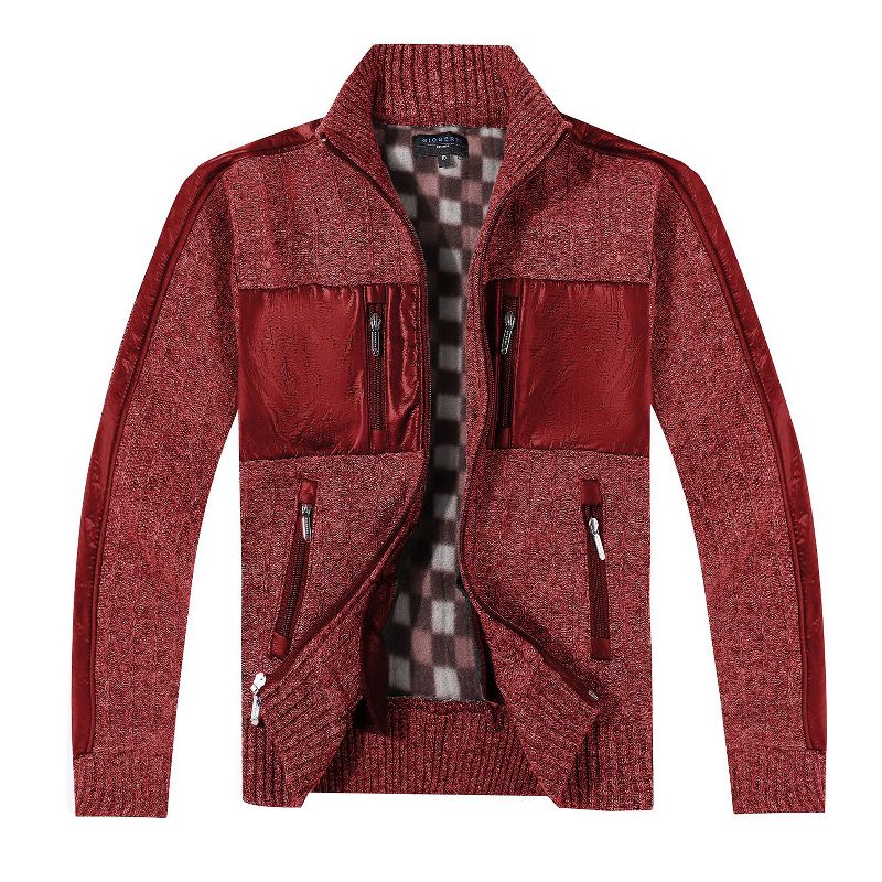 Gioberti Boy's Full Zip Cardigan Patch Design Sweater with Brushed Flannel Lining