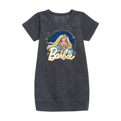 فستان صوف بأكمام قصيرة مطبوع عليه صورة دمية حانوكا للبنات - باربي