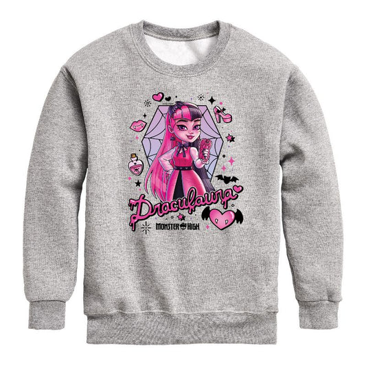 Boys' - Monster High - Draculara Graphic Long Sleeve Fleece Sweatshirt