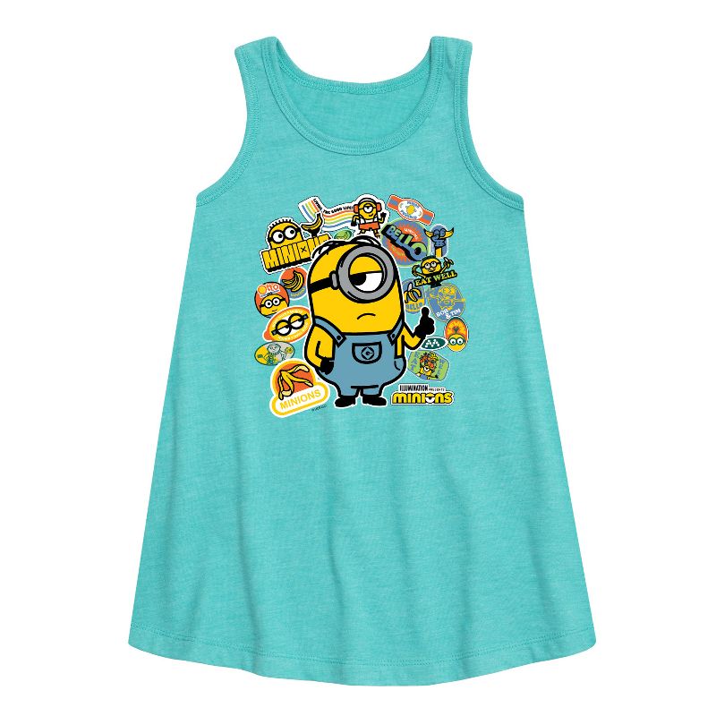 Girls' - Despicable Me Minions - Minion & Banana Stickers Graphic Sleeveless Aline Dress