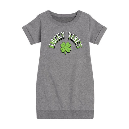 Girls' - Instant Message - St. Patrick's Day Lucky Vibes Graphic Short Sleeve Fleece Dress