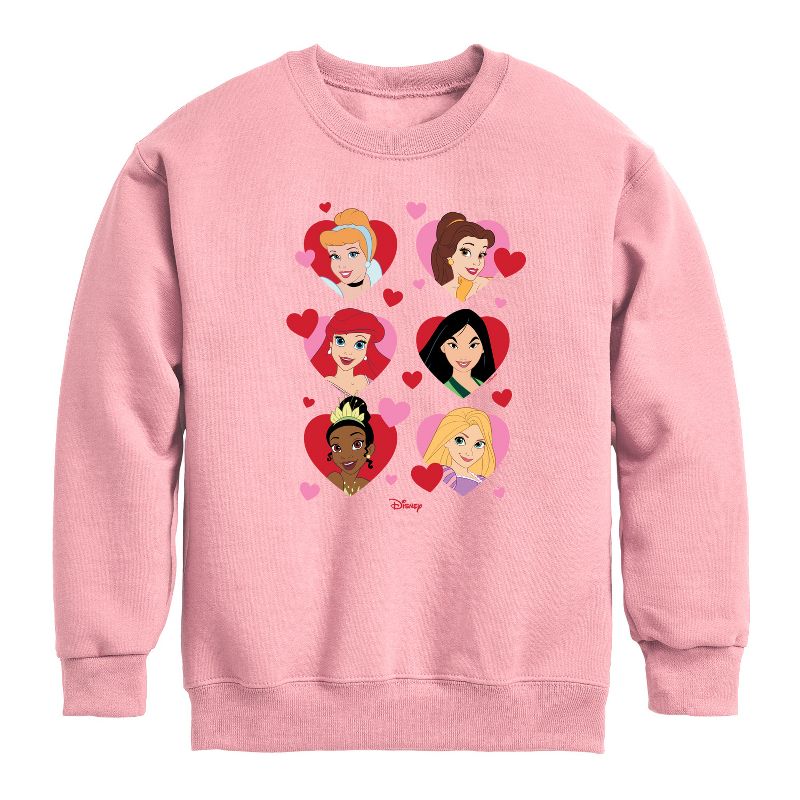 Boys' - Disney - Princess Heart Grid Graphic Long Sleeve Fleece Sweatshirt