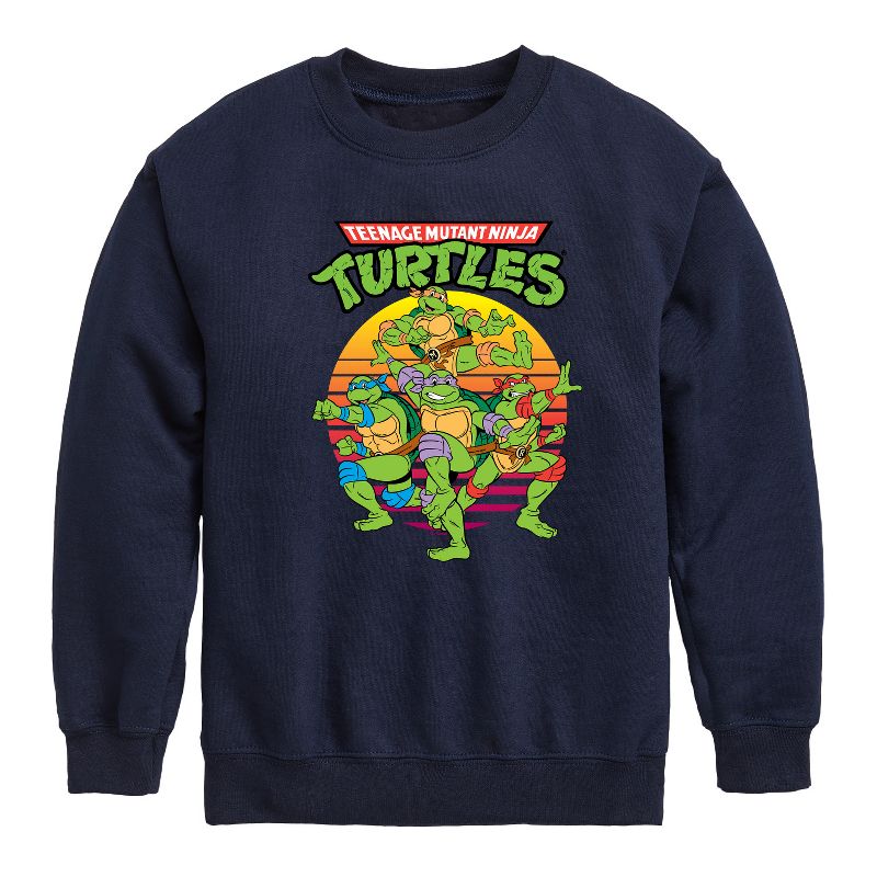 Boys' - Teenage Mutant Ninja Turtles - Retro Sunset Graphic Long Sleeve Fleece Sweatshirt